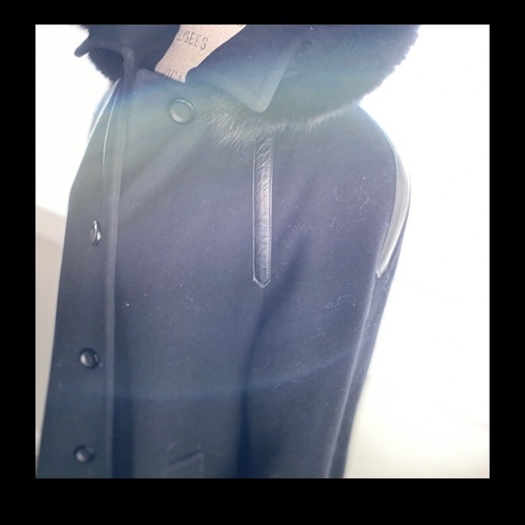 Fen-nelli Wool Cashmere Blend Coat Ladies Leather Accent Fur Trim 7/8 Vintage - Picture 7 of 10